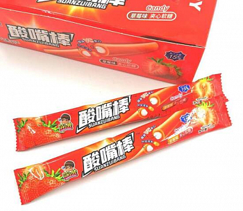 Мармелад жевательный "Бэнг" с кислой начинкой внутри "Клубника" 15гр 1шт/40уп